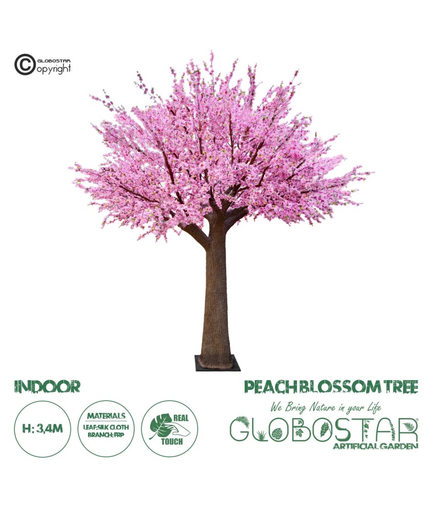 GloboStar® Artificial Garden PEACH BLOSSOM TREE 20159 Τεχνητό Διακοσμητικό Δέντρο Ανθισμένη Ροδακινιά Υ340cm